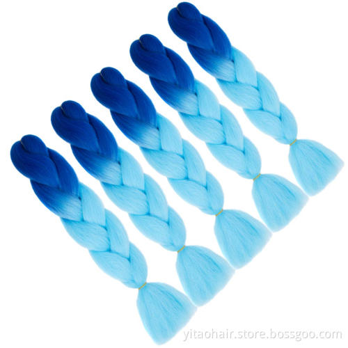 Ombre blue Jumbo Braiding Hair Crochet Twist Hair Extensions 24 inch Box Braid Heat Resistance Synthetic Braids Hair for Women